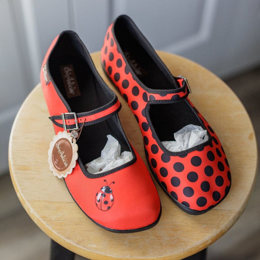 New with Tags Chocolaticas® Ladybug Women's Mary Jane Flat